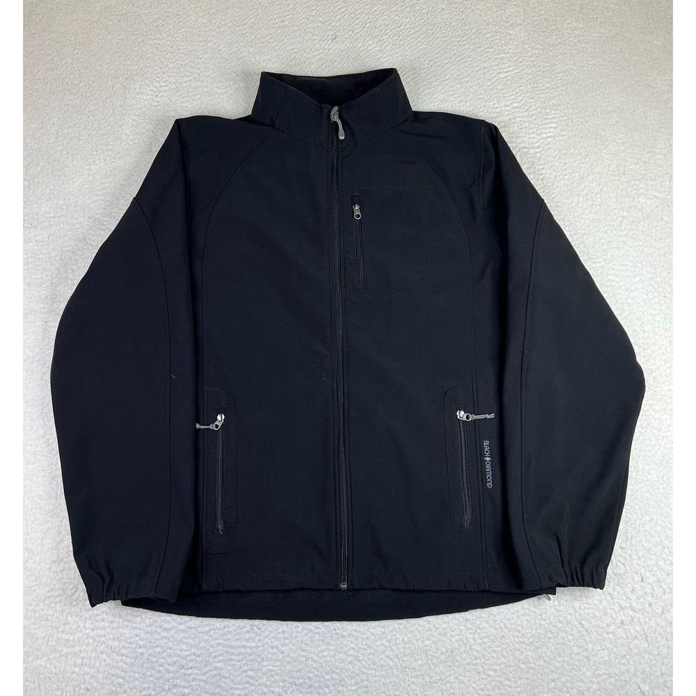 Black Diamond Jacket Mens 2XL Black Softshell Full Zip Fleece Lined Outdoor